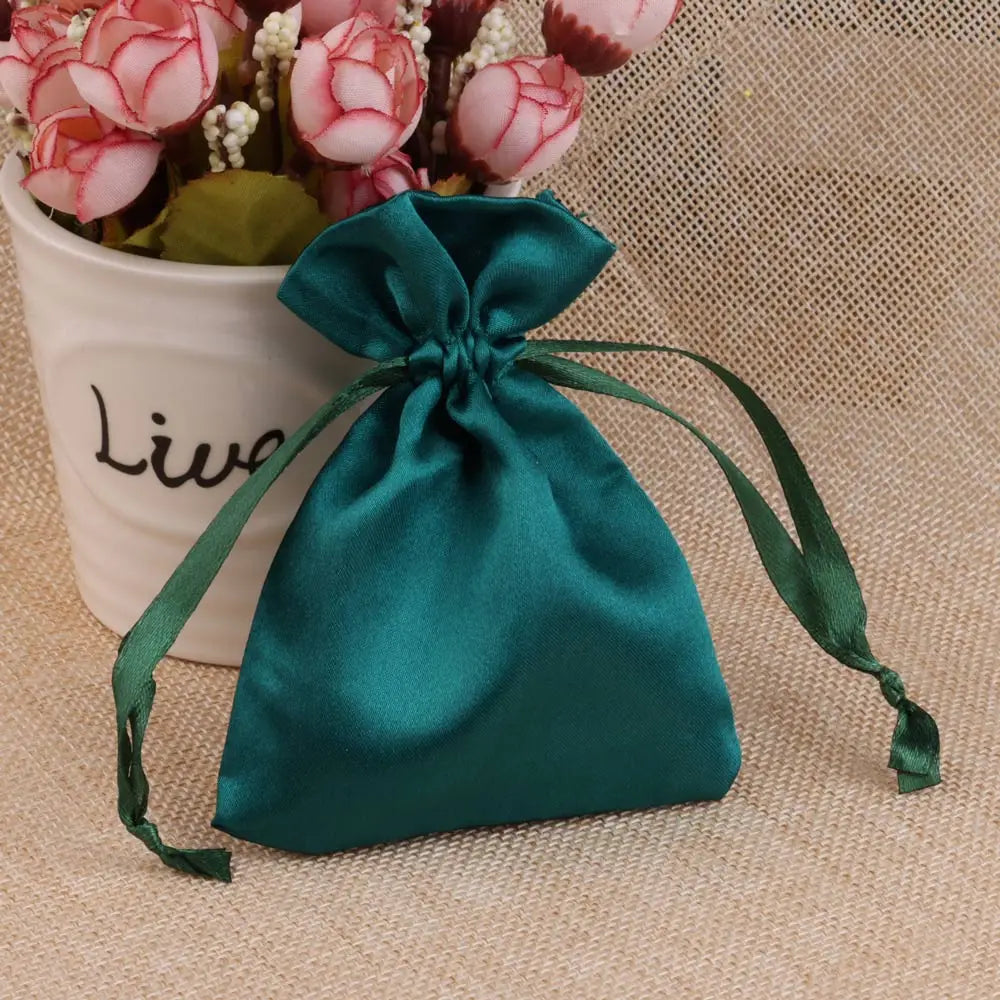 10/25/50pcs/lot Silk Jewelry Gift Bag Satin Drawstring Pouch For Wedding Party Candy Bag Luxury Jewelry Packing