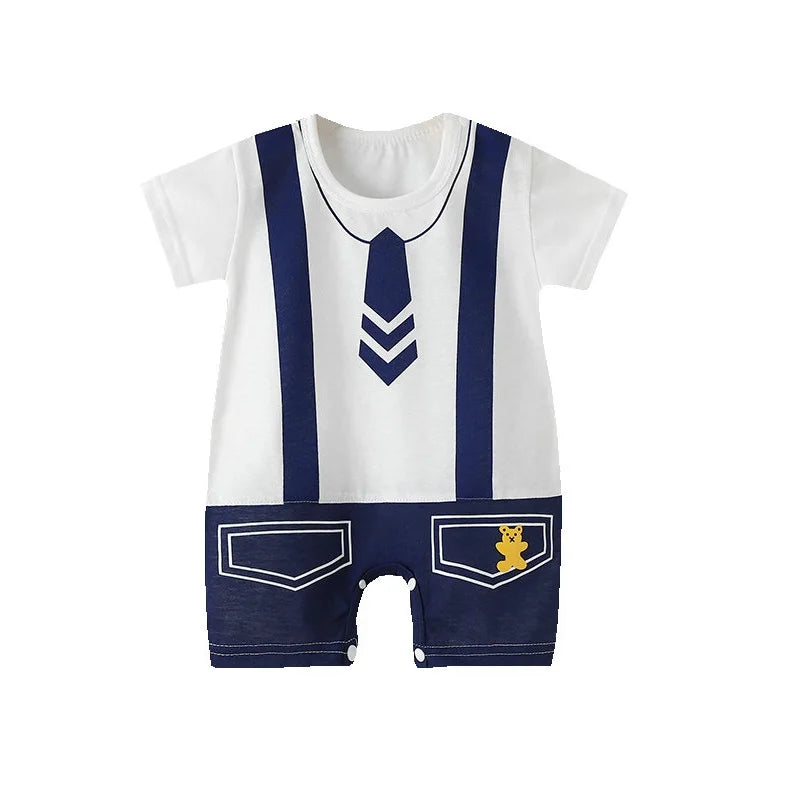 Baby Boys Summer Cartoon Dinosaur Rompers Cotton Thin Short Sleeve Little Boy Bodysuit Newborn Infants Jumpsuit New Costume