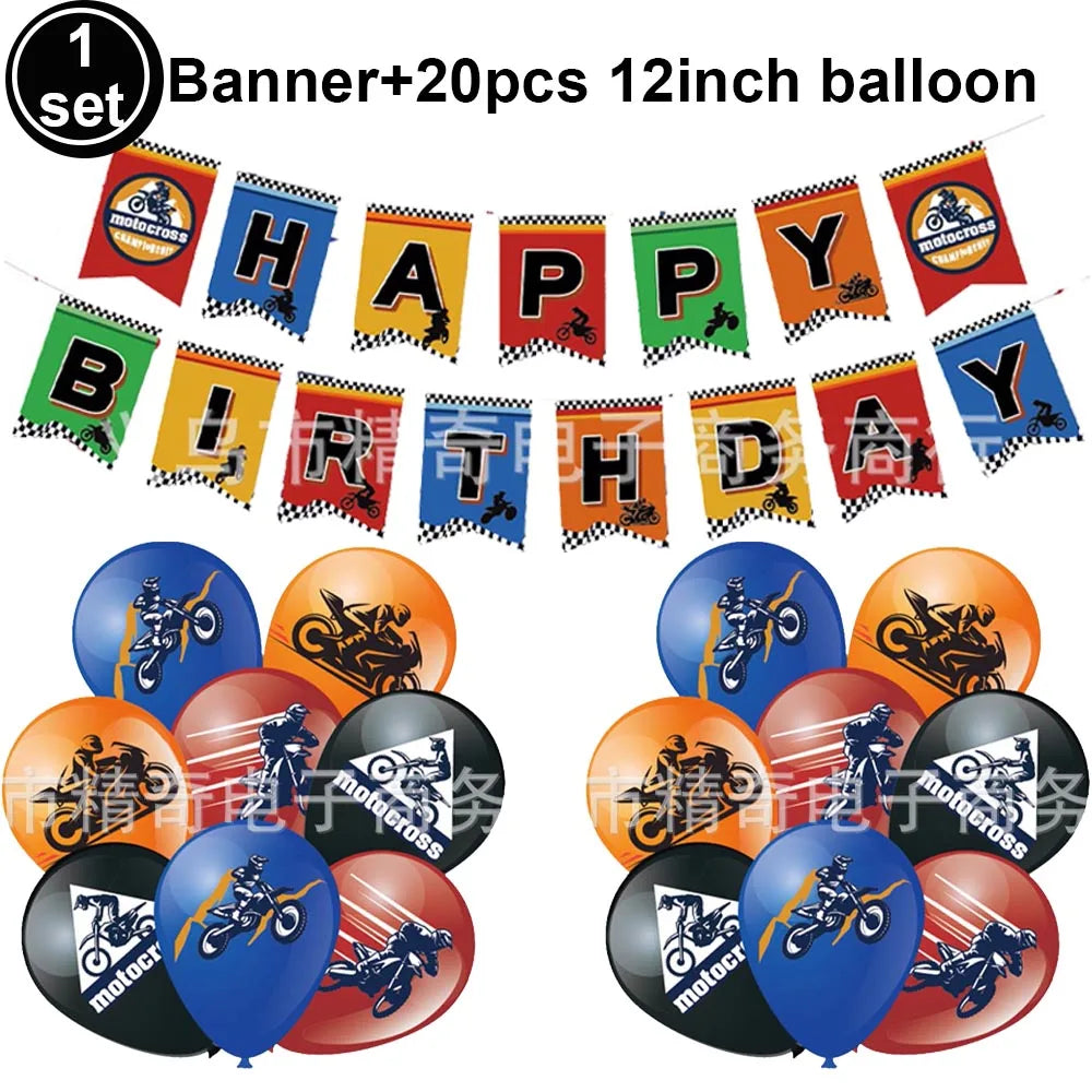 Motorcycle 2 3rd Birthday Party Decorations Motor Helmet Balloon Set Cake Toppers Banner Man Boys Motocross Sport Party Supplies