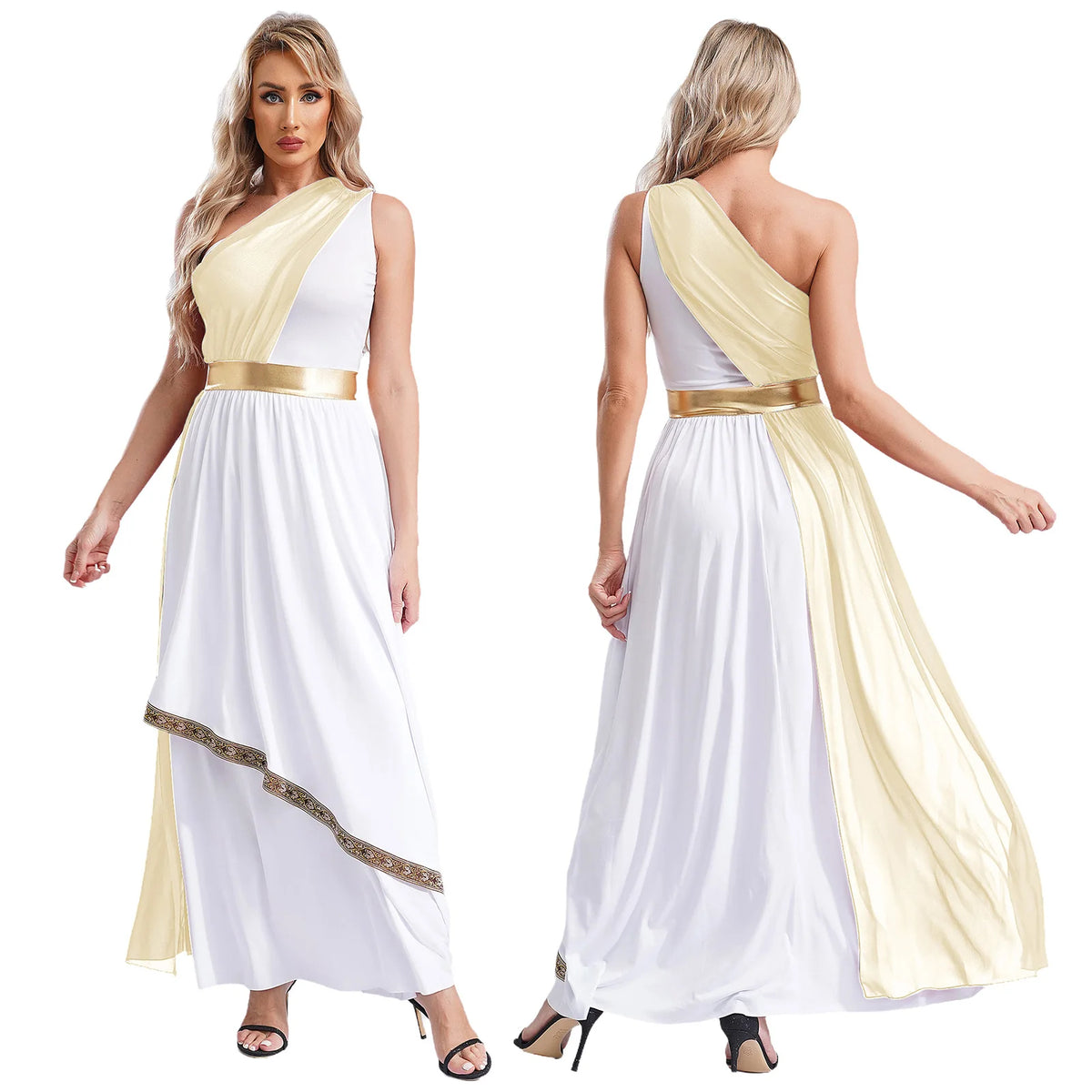 Women's Greek Goddess Toga Costume Dress with Tulle and Chiffon