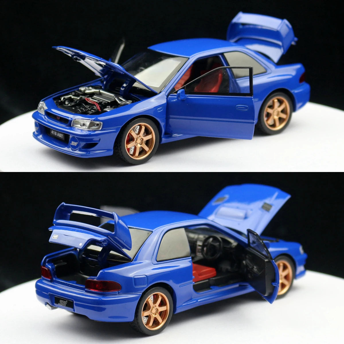 1/32 Subaru Impreza WRX 22B STI JDM Super Car Model Diecast Metal Vehicle Miniature Pull Back Display Collection Gift Boyfriend