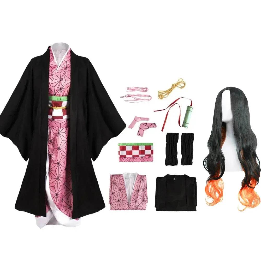 Women's Pink Kimono Cosplay Costume with Wig
