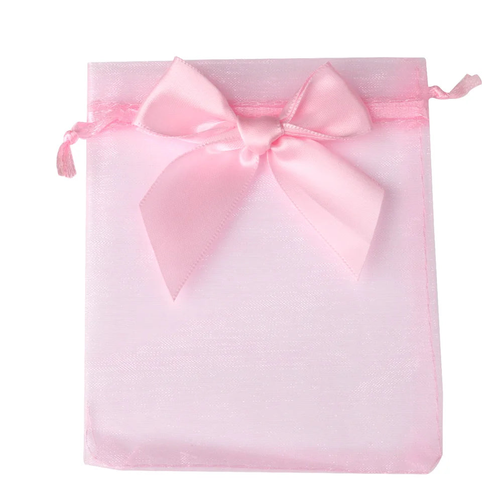 10/20/50pcs/lot New Organza Gift Bag Bowknot Christmas Party Wedding Candy Bags Exquisite Jewelry Packing Drawstring Pouch