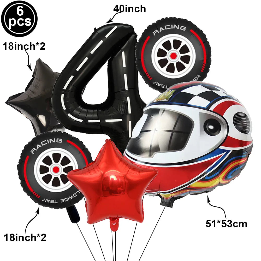 Motorcycle 2 3rd Birthday Party Decorations Motor Helmet Balloon Set Cake Toppers Banner Man Boys Motocross Sport Party Supplies