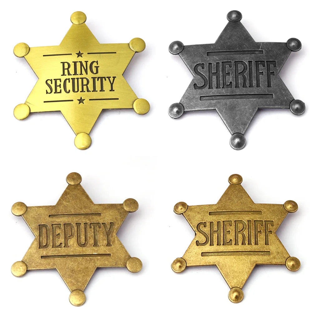 Western Sheriff Star Badge Metal Pin Costume Accessory