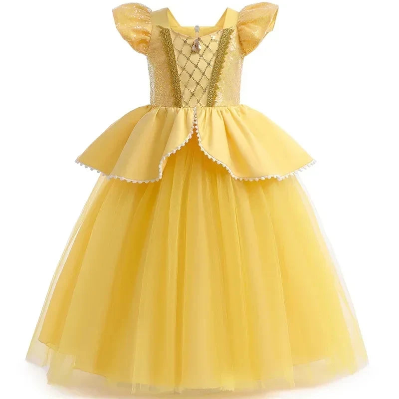 Girls Elegant Mesh Princess Ball Gown Costume Dress