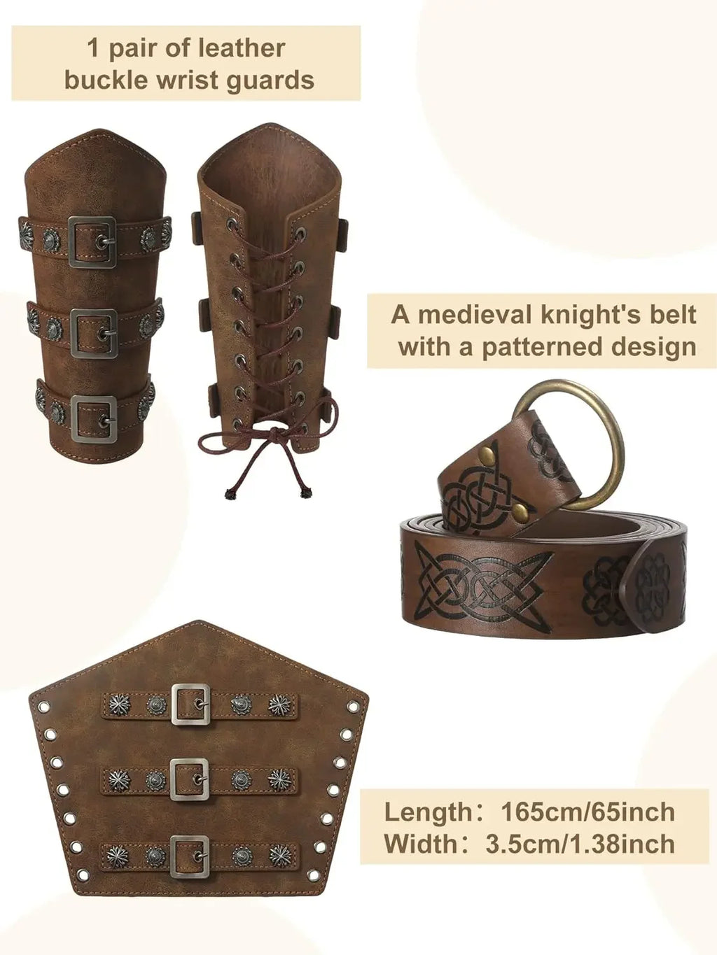 Men's Renaissance Costume Set with Shirt, Pants & Belt