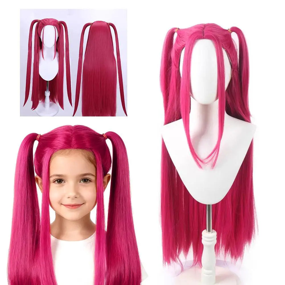 Purple Long Braided Wig with Side Ponytail for Kids
