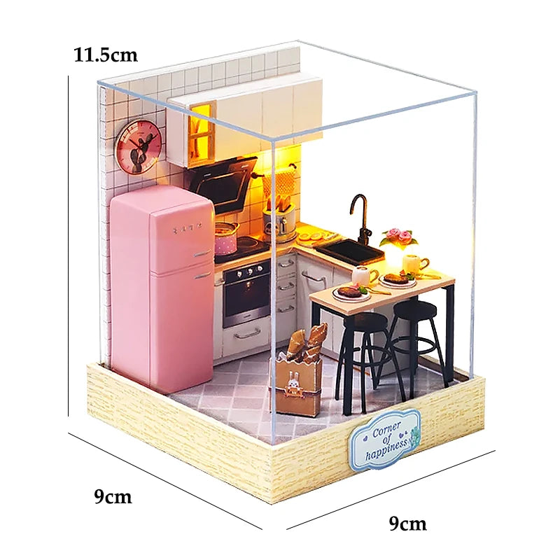 DIY Miniature Dollhouse Kit 3D Puzzle Furniture Assembly Model Doll House Educational Wooden Toys For Friends Birthday Gifts