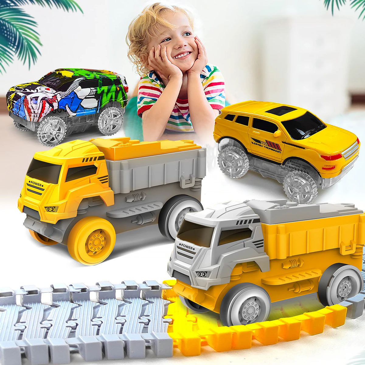 Children Electric Magical Flexible Track Toy Car Engineering Car Kids Educational Toys Train Toys for Children Birthday Gift