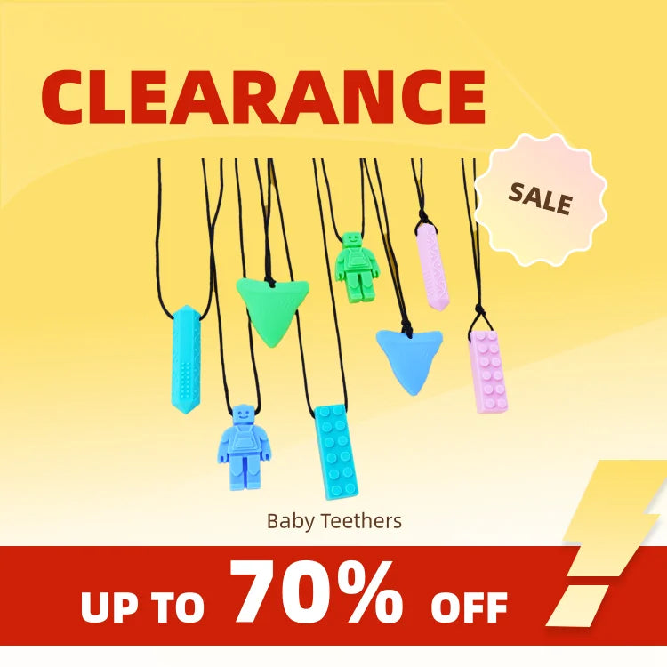 Clearance_Sensory Chew Necklaces(2 Pack) for Kids with Teething, ADHD, Autism, Biting Needs, Oral Motor Chewy Teether, Silicone