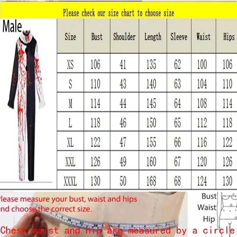 Men’s Horror Clown Jumpsuit Costume for Halloween