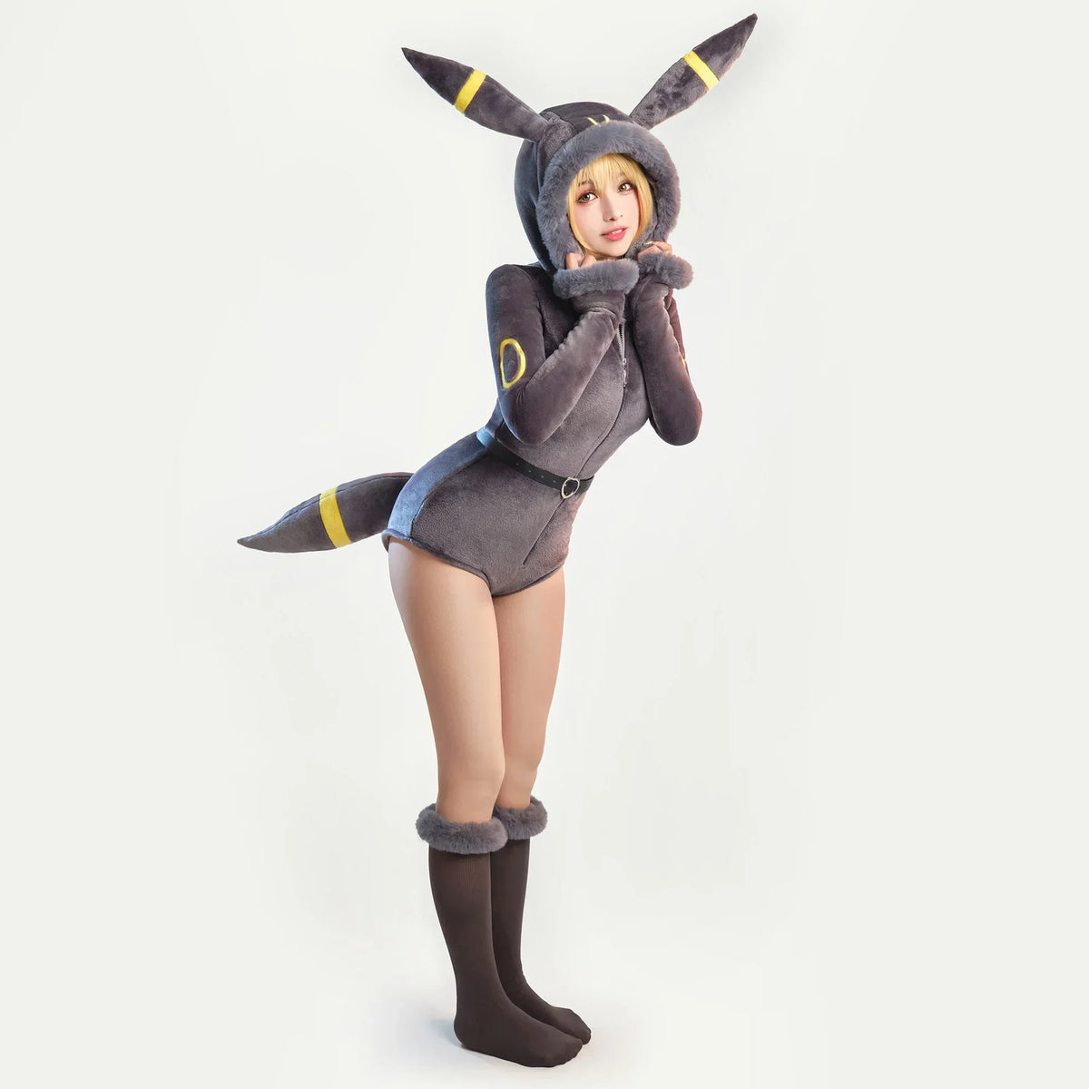Women’s Purple Ghost Romper Costume with Hood & Tail