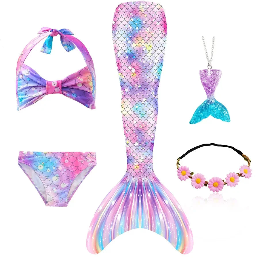 Girls Mermaid Tail Swimsuit Halloween Costume