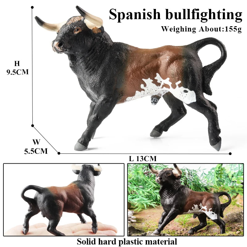 Oenux Farm Animals Bullfighting Cowboy Simulation Poultry Cattle Calf Bull OX Action Figures Collection Pvc Model Toy Kids Gift