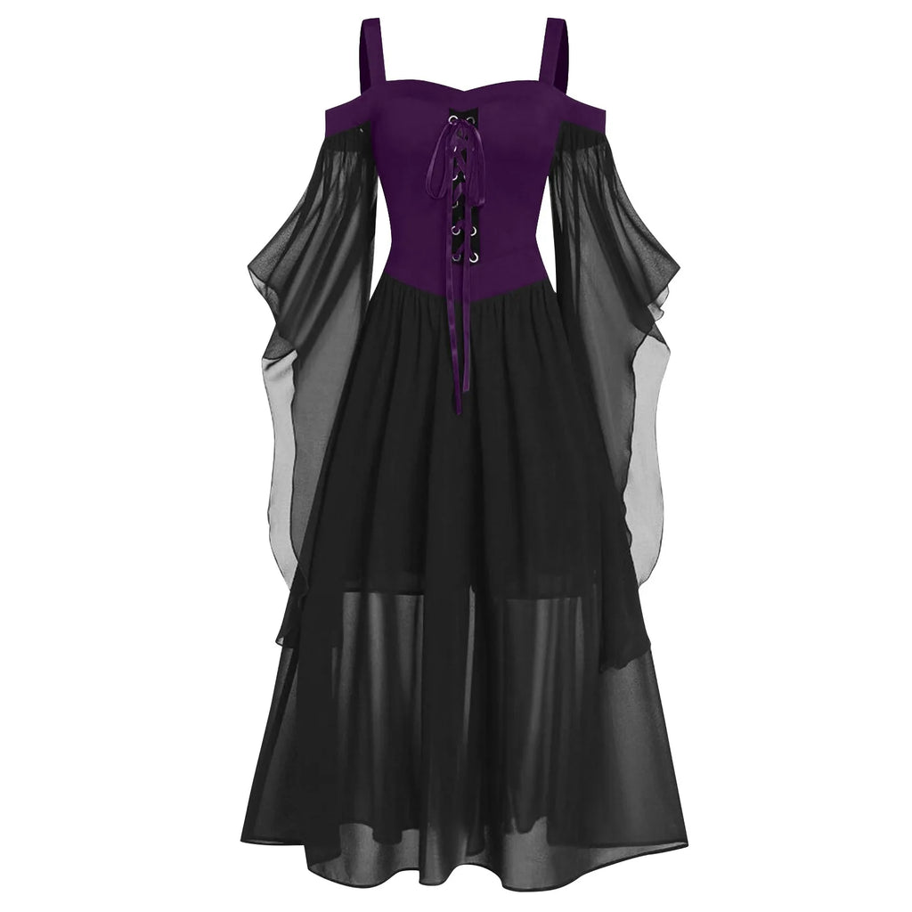 Plus Size Gothic Halloween Dress with Butterfly Sleeves
