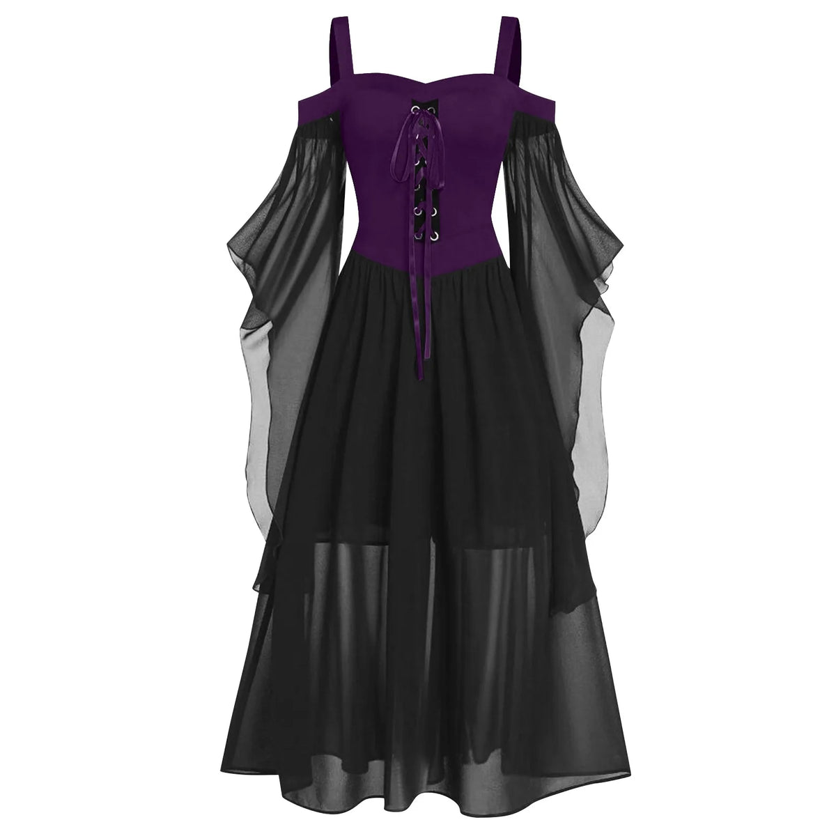 Plus Size Gothic Halloween Dress with Butterfly Sleeves