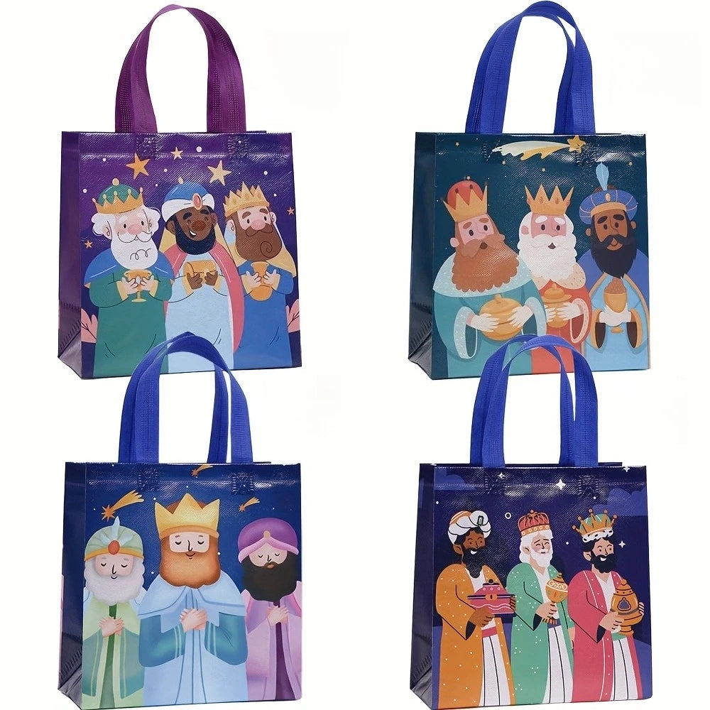 4/8/12Pcs Spain Three Kings Snowy Gift Wrapping Bags for Sweets Luxury Bags Festive Treat Candy Party Favor Tote