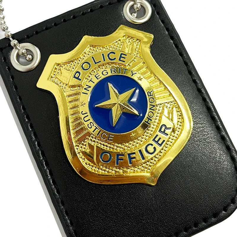 Police Badge with Chain Belt Clip for Costume Role Play