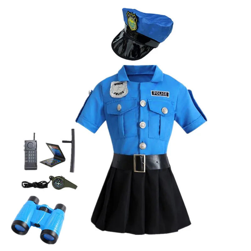 Kids Police Officer Role Play Costume Uniform Playsuit