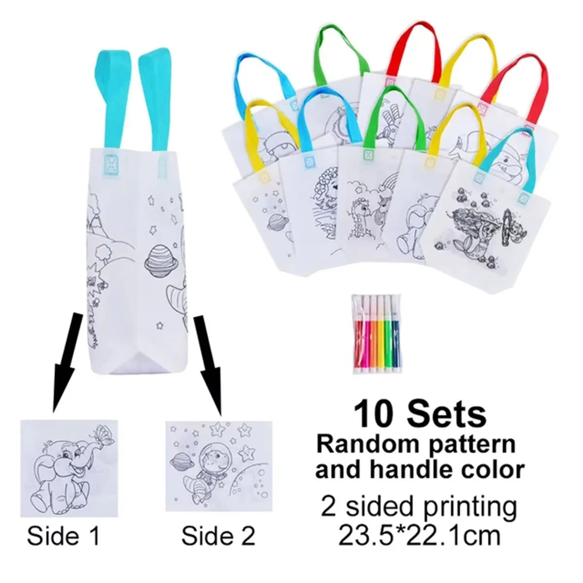 DIY Graffiti Bags with Coloring Marker Painting Non-Woven Gift Bags For Kids Arts Crafts Color Filling Drawing Toys For Boy Girl