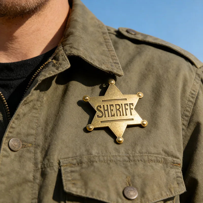 Western Sheriff Star Badge Metal Pin Costume Accessory