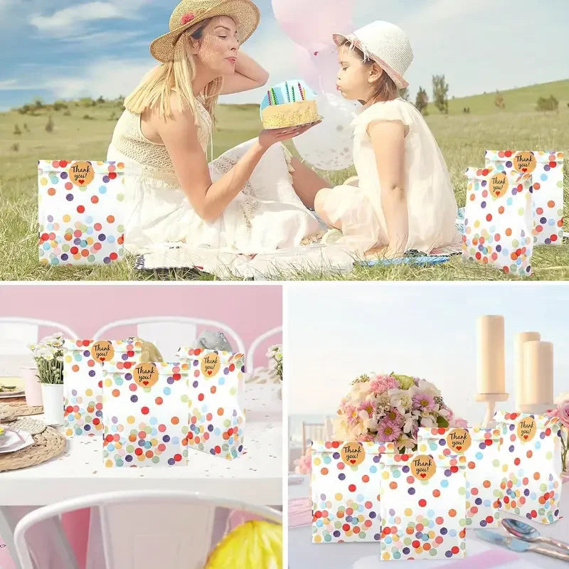 20/40 Pieces Bohemian Birthday Party Favor Bags with Seal Sticker - Party Birthday, Wedding, Camping Party Use, Decoration Suppl