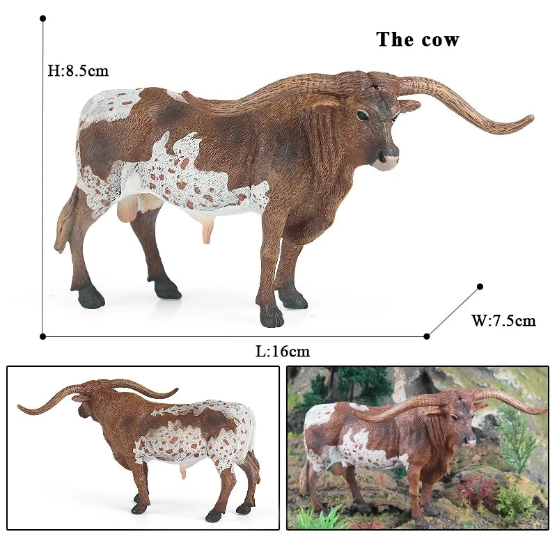 Oenux Farm Animals Bullfighting Cowboy Simulation Poultry Cattle Calf Bull OX Action Figures Collection Pvc Model Toy Kids Gift