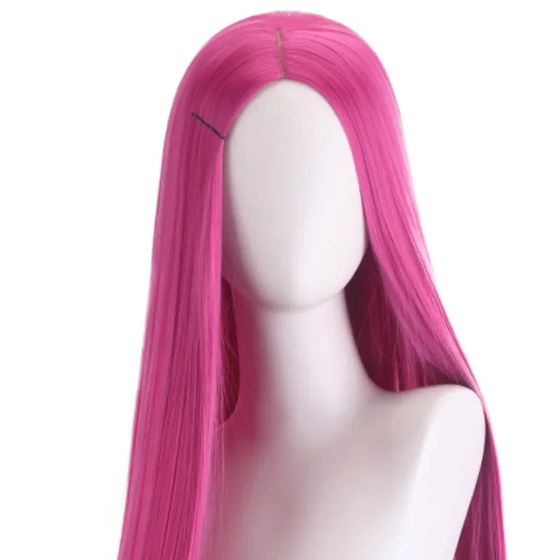 100cm Long Straight Pink Synthetic Wig for Cosplay