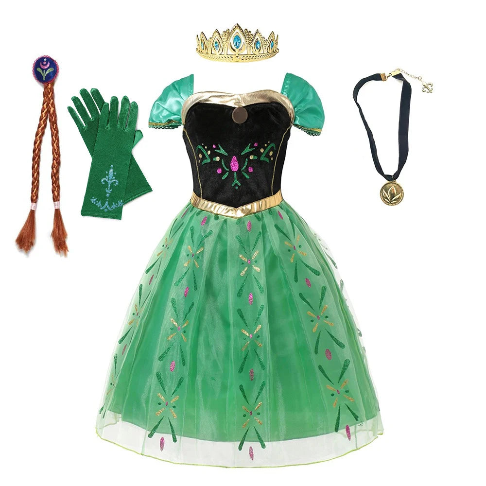 Girls Full Print Princess Dress Costume for Birthday Parties