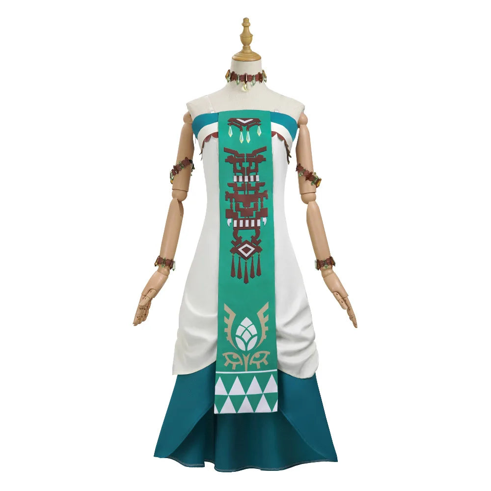 Fantasy Princess Cosplay Dress with Wig & Headdress Set