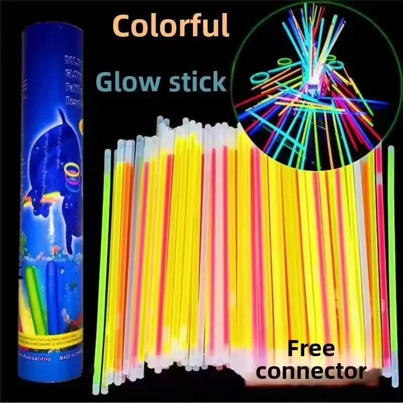 50/100Pcs Fluorescence Sticks Party Multicolor Glowing Stick Bright Colorful Light Bright Bendable Glow Bracelet Party Supplies