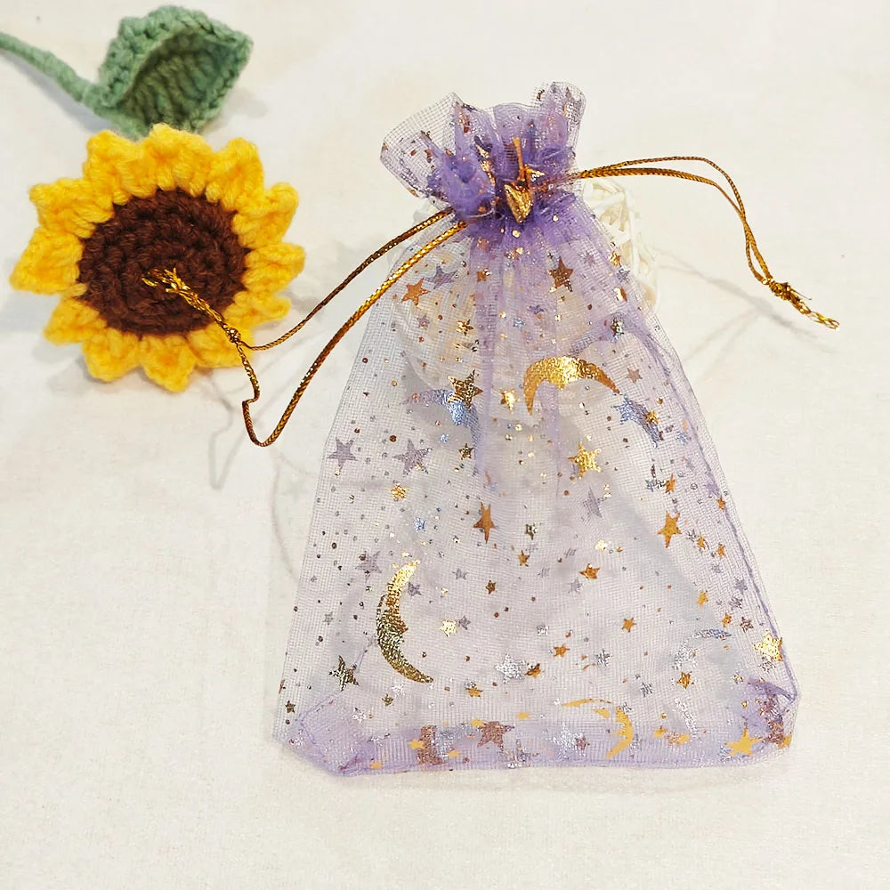 25/50/100pcs Moon Star Organza Gift Bag Multicolor  Jewelry Gifts Pouches For Wedding Party Candy Bag  Jewelry Packing  Wholesal