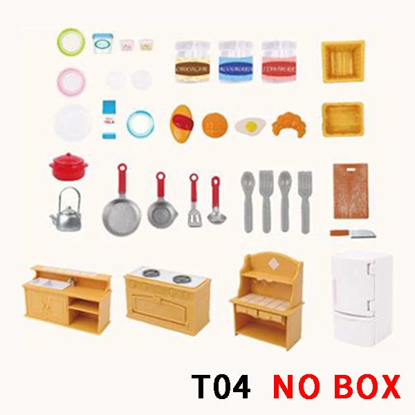 Dollhouse Miniature Accessories 1/12 Forest Family Home Furniture Collection Set Kitchen Cooking Pots For Children Girls Gift