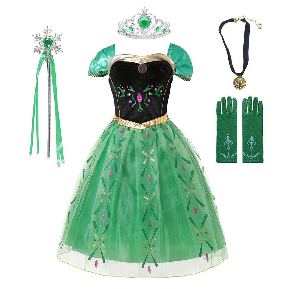 Girls Full Print Princess Dress Costume for Birthday Parties