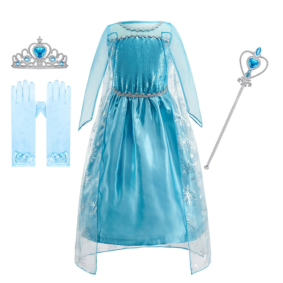 Girls Sequined Snow Queen Dress, Winter Princess Costume