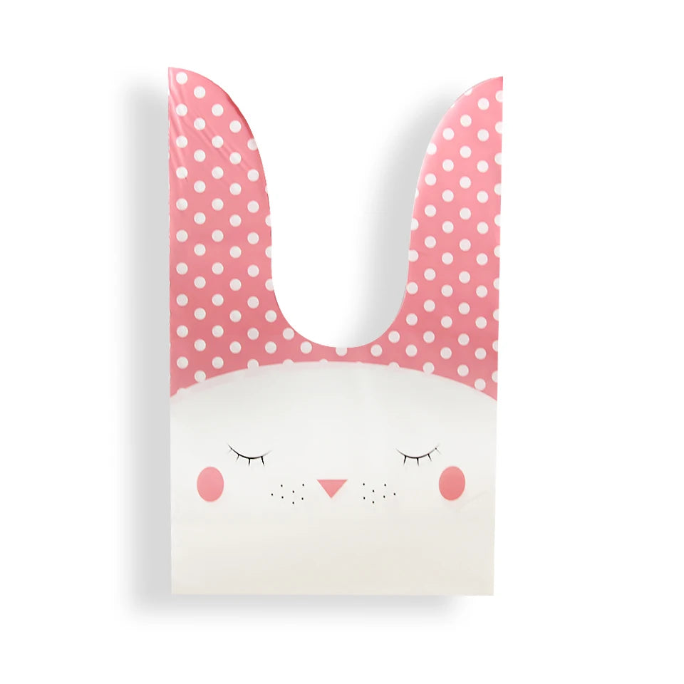 10/50pcs/lot Cute Rabbit Ear Bags Cookie Plastic Bags&Candy Gift Bags For Biscuits Snack Baking Package And Event Party Supplies