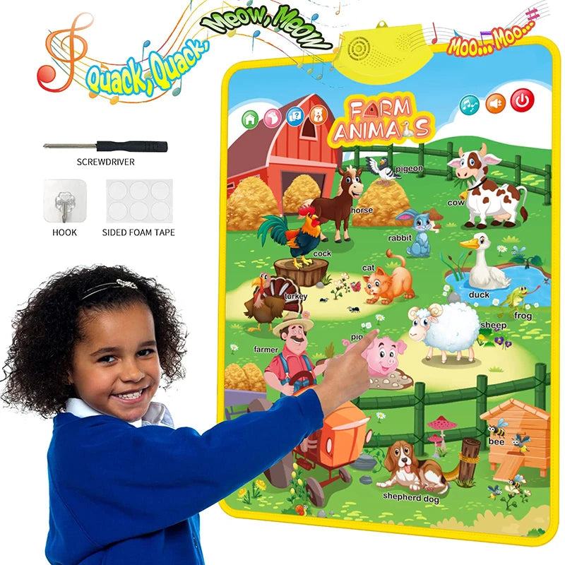 Electronic English Alphabet Wall Chart Talking ABC Letters 123s Music Poster Educational Learning Toy for Toddler Kids Gifts