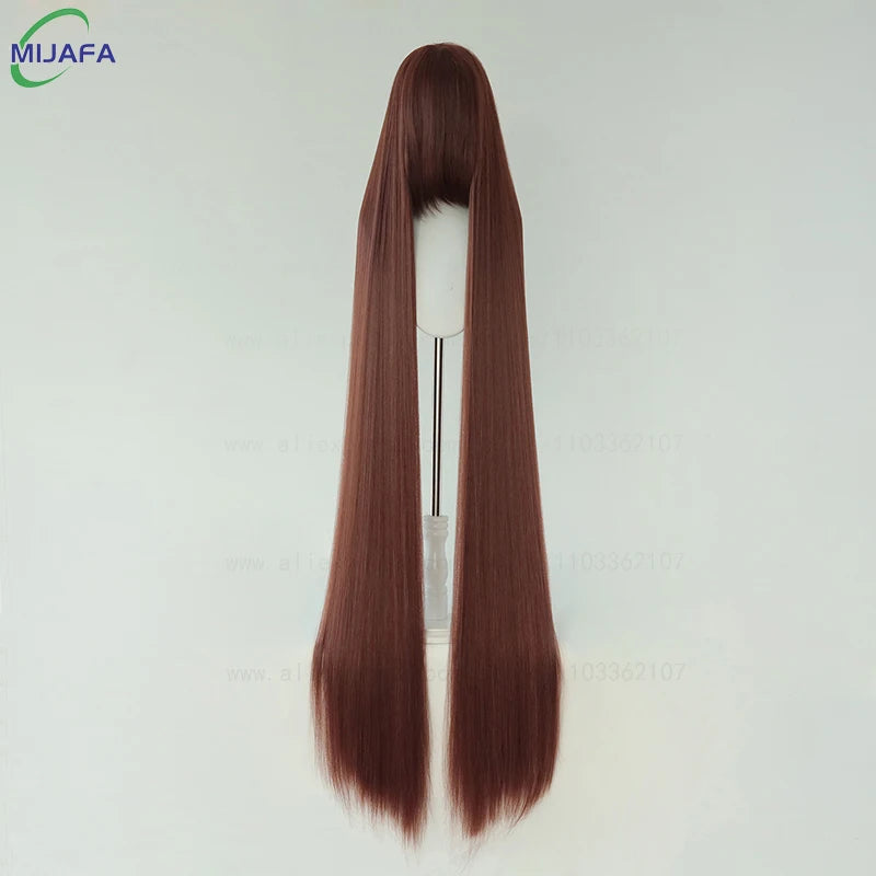 150cm Long Straight Cosplay Wig with Bangs Heat Resistant