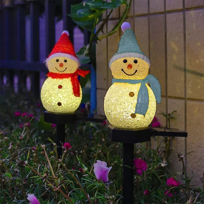 LED Snowman Solar Garden Light Outdoor Ground Stake Light Solar Powered Xmas Pathway Lights for Christmas Lawn Yard Decoration