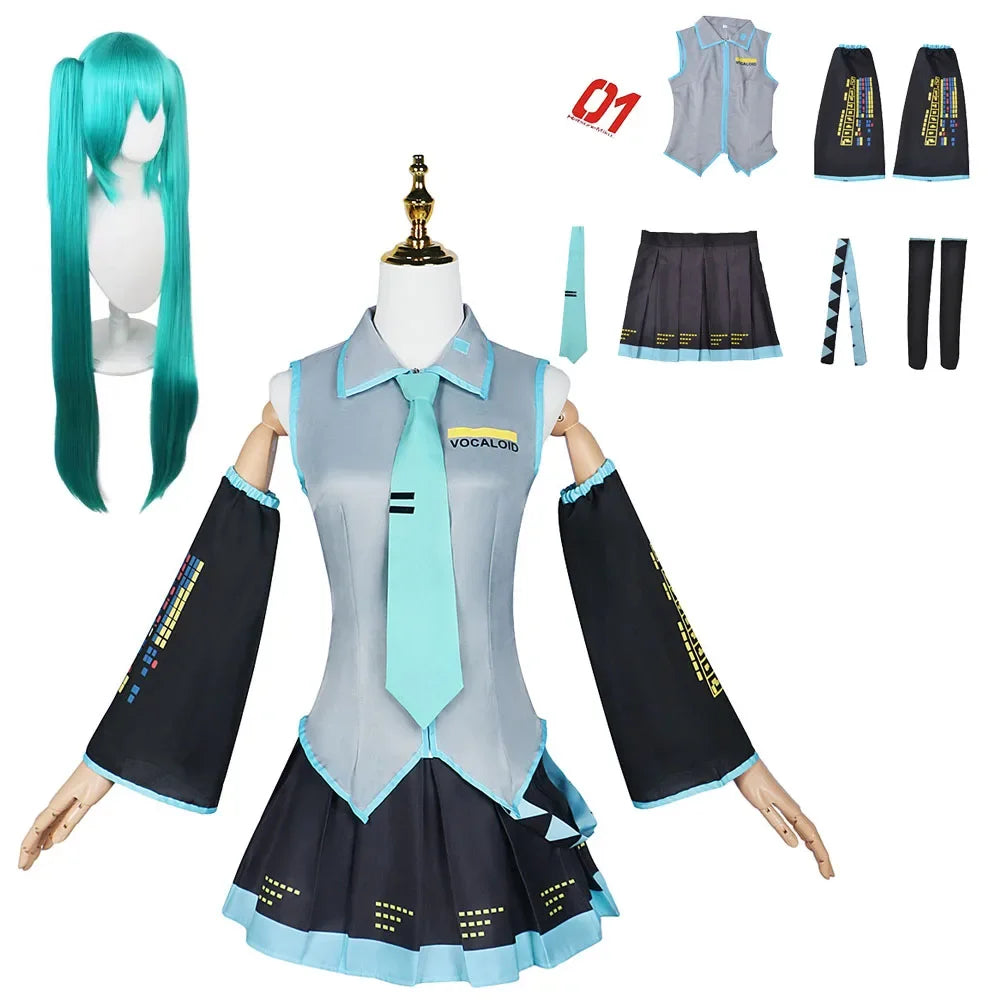 Anime-Inspired Performance Cosplay Outfit with Skirt & Wig