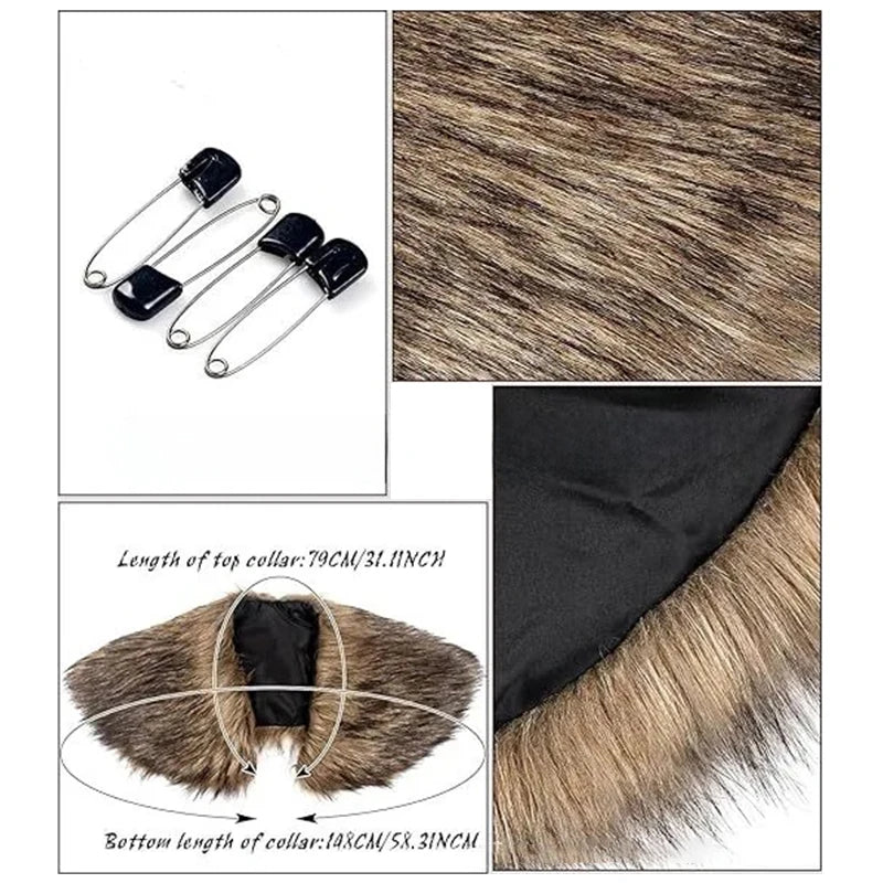 Medieval Faux Fur Shoulder Cloak Cape for Halloween & Cosplay