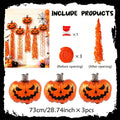 7 Pieces--Halloween Decoration Supplies, Scary Pumpkin Balloons and Spiral Tassel Rain Curtain Set, with Adhesive Dots, Suitable for Halloween Parties, Trick-Or-Treating, Birthday Parties, and Horror Celebration Backdrop Deco