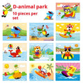 10 Pcs 3D EVA Foam Sticker Creative Art Craft Kit DIY Cartoon Animal Transportation Painting for Education