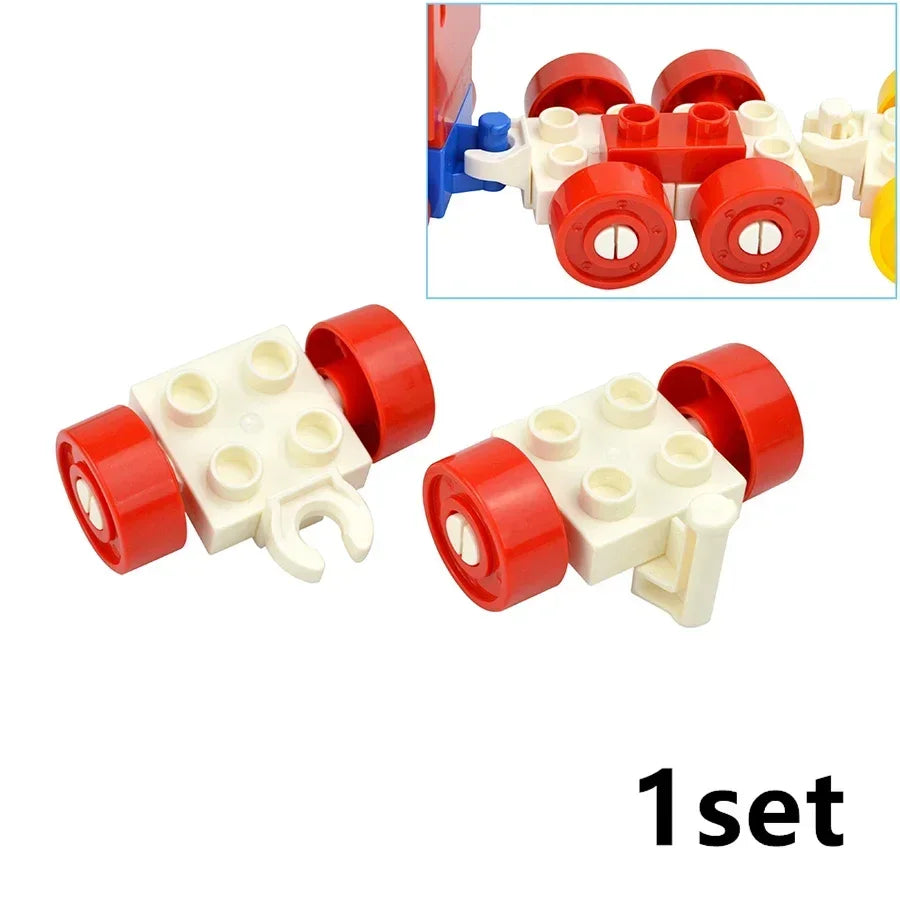 City View Large Building Bricks Wheel Bridge Big Size Track Bricks Train Straight Curved Switch Railway Compatible Duploes Toys