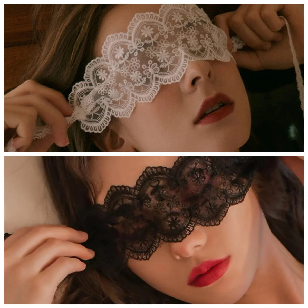 Black Lace Blindfold Eye Mask Set for Masquerade Parties