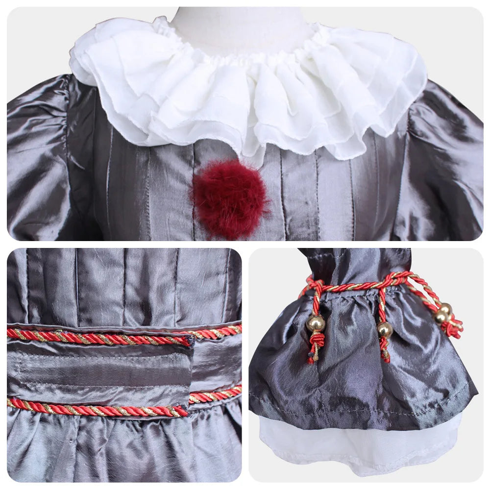 Golden Silver Horror Clown Costume Suit for Halloween
