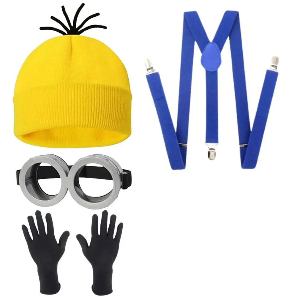 Yellow Beanie, Gloves & Steampunk Goggles Costume Set