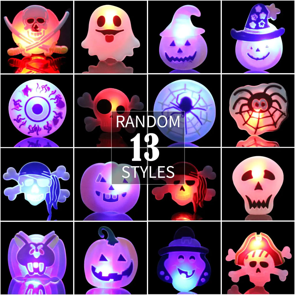 Halloween Light Up Rings for Kids,50 Pcs LED Flashing Ring Toys for Halloween Kids Party Favors Prizes and Goodie Bag Fillers