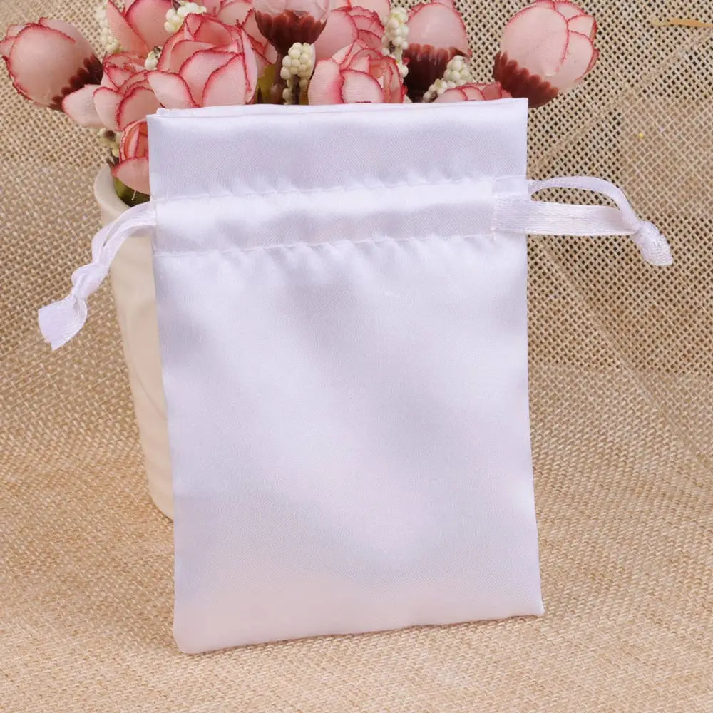 10/25/50pcs/lot Silk Jewelry Gift Bag Satin Drawstring Pouch For Wedding Party Candy Bag Luxury Jewelry Packing